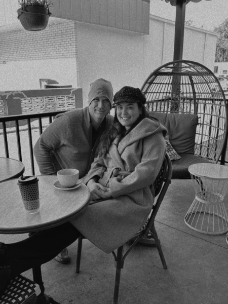 Couple enjoying coffee at Rosallie Le French Café in Downtown Winter Garden Florida